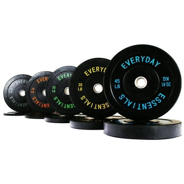 BalanceFrom Olympic Bumper Plate Weight Plate Set, Steel Hub Black, 260 lbs
