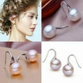 thumbnail image 3 of K-KED Elegant 925 Sterling Silver 9-10mm Freshwater Pearl Drop Hook Earrings Gift-Pink, 3 of 8