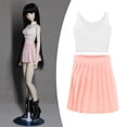 thumbnail image 4 of Ropa de muñecas , chaleco, plisada, ropa , Rosado Zulema Vestido de muñeca bjd, 4 of 8