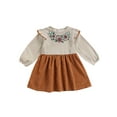 thumbnail image 1 of Kmbangi Baby Long Sleeve Dress with Ruffle Decoration, Flower Corduroy, 1 of 9