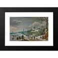 thumbnail image 2 of Daniel Van Heil 24x17 Black Modern Framed Museum Art Print Titled - A Winter Townscape with Figures Skating on a Frozen River, 2 of 5