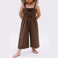 thumbnail image 2 of KAUOD Kids Girls Jumpsuit Ruffle Spaghetti Strap Overalls Wide Leg Loose Casual Romper Summer Cute Solid Bib Overall, 2 of 6