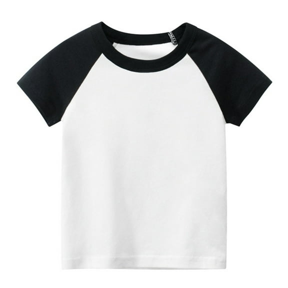 Toddler Color Block Short Sleeve T-Shirt for Boys Girls Cotton Basic Tee Shirt Crewncek Casual Tops Kids Summer Clothes