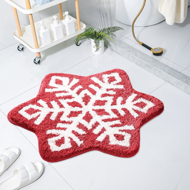 YIMWNYI Flocked Bathroom Mat, Absorbent Non-Slip Bath Rug, Water-Resistant Floor Mat for Home, Stylish Velvet Doormat for Bathroom Decor, Durable Soft Area Rug