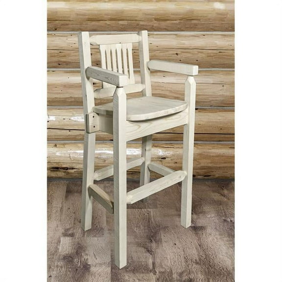 Homestead Collection Counter Height Captains Barstool - Buckskin Upholstery, Ready to Finish