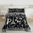 thumbnail image 3 of Manfei Paris Eiffel Tower Bedding Comforter Set, Black Diamond Sequin Print Twin Comforter Sets, Romantic Princess Style Reversible Bedding Set, Breathable Home Decor, 2-Piece, 3 of 9