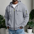 thumbnail image 2 of Nestiefly Cargo Hoodies For Men Zip Up Hooded Sweatshirt Athletic Jackets Lightweight Long Sleeve Jacket With Pockets Gray S, 2 of 8