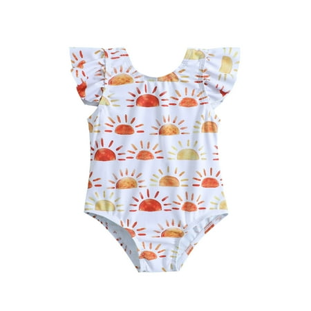 

QIPOPIQ Girls Swimsuit Clearance Summer Toddler Kids Baby Cute Sun Print Bow Bikini Ruffles One-piece Tankini