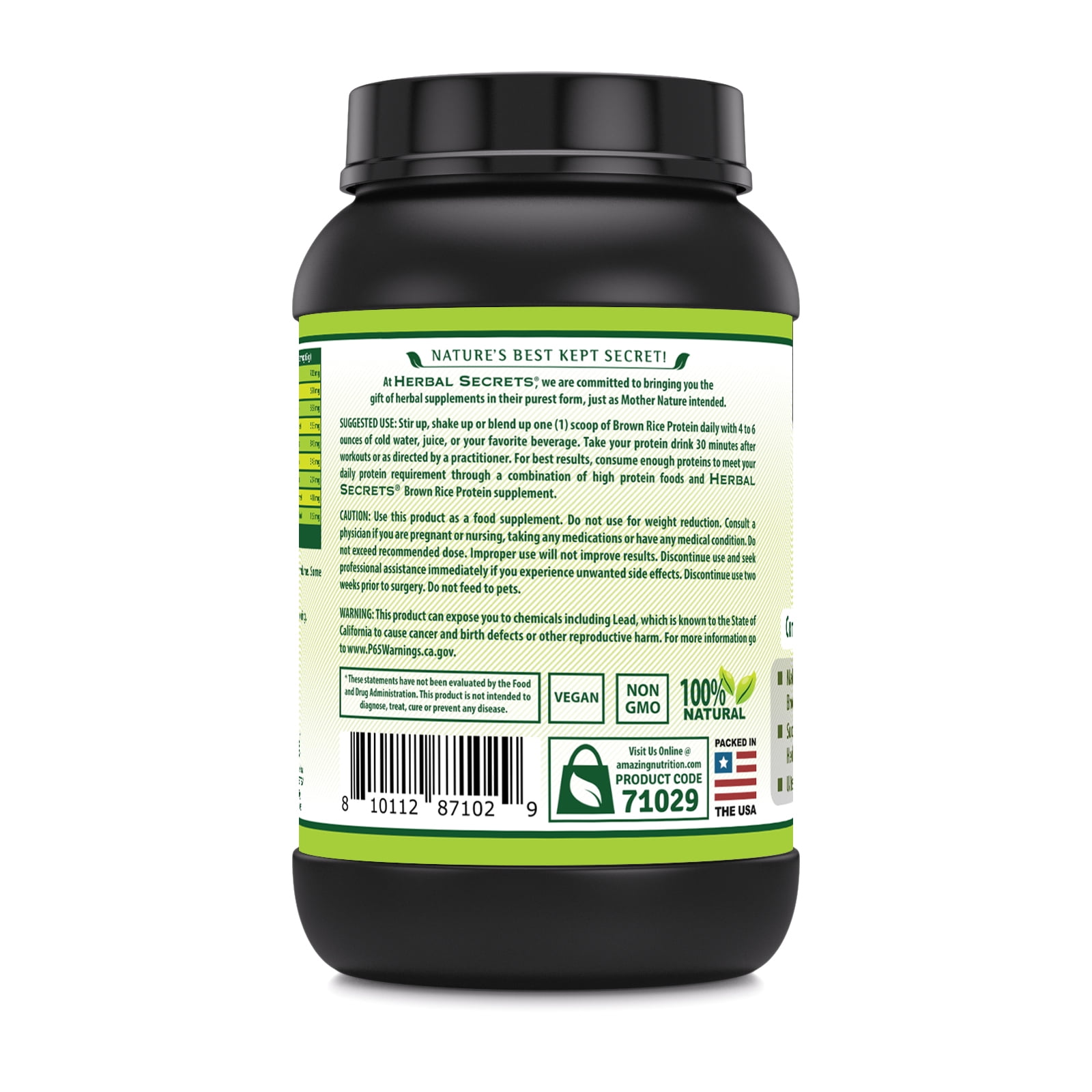 Herbal Secrets Organic Brown Rice Protein Powder - 3 lbs (Non-GMO) Cookies & Cream - Supports Muscle Recovery, Promotes Healthy Weight Management*