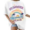 thumbnail image 2 of Oversized Tshirts for Women Short Sleeve Crewneck Tee Summer Casual Womens Graphic T Shirts Beach Tops, 2 of 5