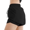 thumbnail image 2 of Cagogo Women Quick Dry Athletic Shorts Drawstring Elastic Waist Casual Slim Regular Fit Sporty Workout Running Summer Shorts Activewear Bottoms, Black M, 2 of 5