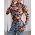 thumbnail image 3 of Camisa de Mujer PRETTYGARDEN Floral de Malla Manga Larga XL, 3 of 8