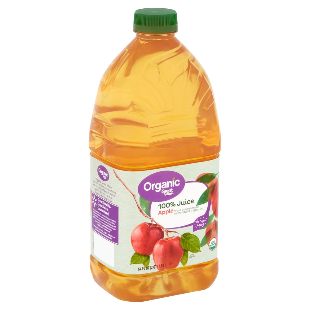 Great Value Organic Apple 100 Juice, 64 fl oz