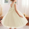 thumbnail image 4 of SERTG Girls Sleeveless Round Neck Dress Solid Color Flower Skirts Kids Girl Wedding Party Formal Gown Dress(Beige,9-10 Years), 4 of 4