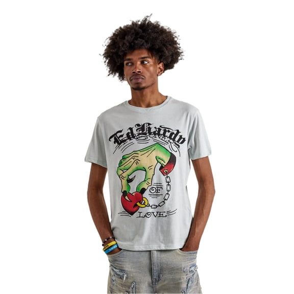 Ed Hardy Men Heart Hands SS Tee (Artic Blue)