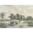 thumbnail image 2 of Johannes Warnardus Bilders 24x18 Gold Ornate Framed and Double Matted Museum Art Print Titled - Landscape with Bridge and Figures for a Farm (1841 - 1890), 2 of 4