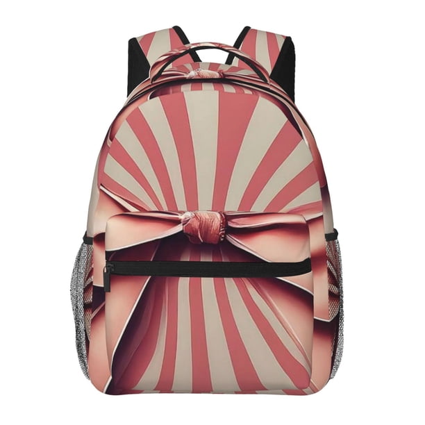 Easygdp Retro Bow Mochila Ergonómica Versátil para Laptop - Múltiples Bolsillos, Correas Ajustables, Unisex para Escuela, Viajes y Actividades al Aire Libre-One Size