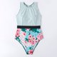 thumbnail image 3 of Traje de baño de una pieza sin espalda a rayas con cuello redondo para mujer - Talla L, 3 of 5