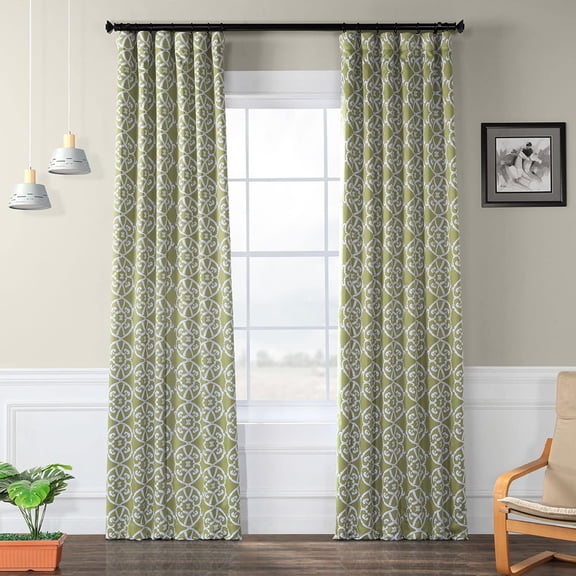 Half Price Drapes Printed Leaf Green Room Darkening Curtains for Bedroom(1 Panel), 50W X 120L