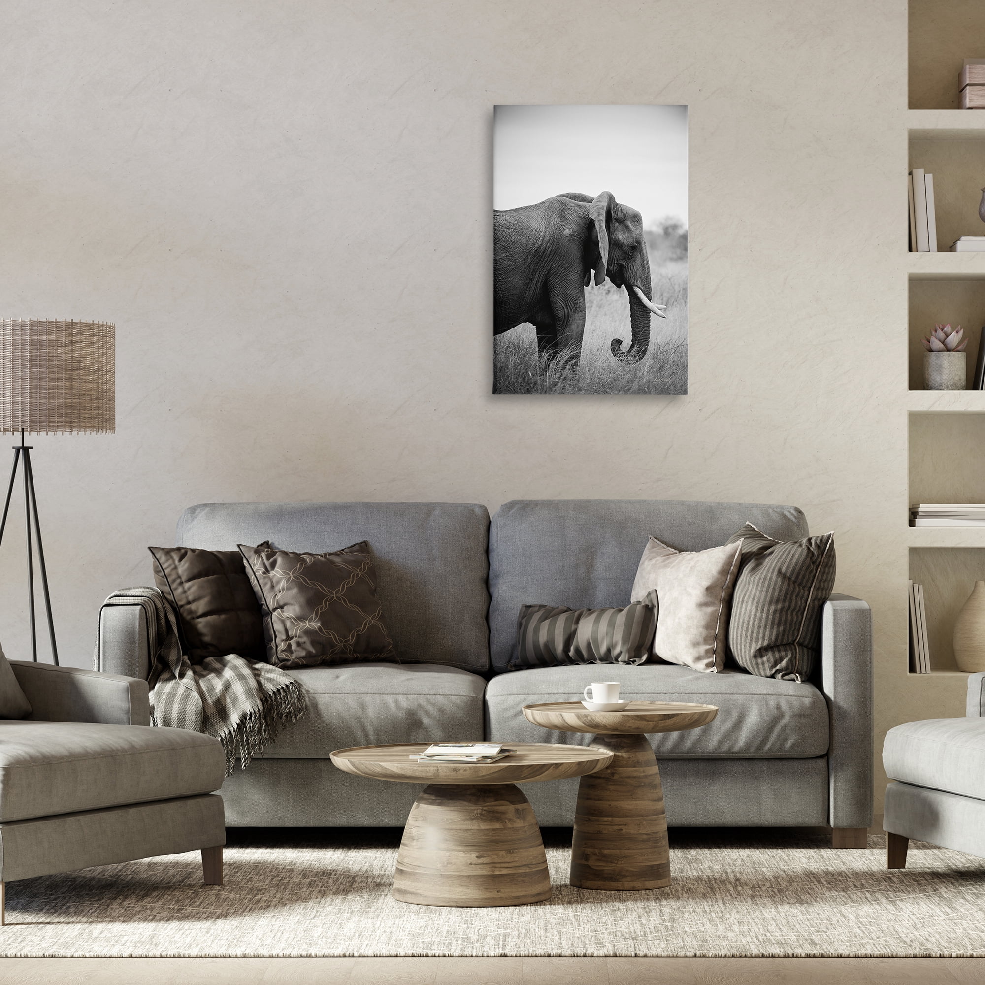 Stupell Industries Side Profile Elephant Animals Photography Wrapped Canvas Art Print Wall Art, 20 x 30
