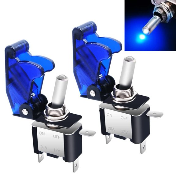 2pcs Rocker Lighted Toggle Switch 12V 20A Blue LED Light Up Heavy Duty Toggle...