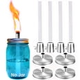 thumbnail image 1 of Kits de Torches de Table pour Pot Mason, 4 Mèches en Fibre de Verre Longue Durée, Couvercles en Acier Inoxydable Inclus, Torche pour Lampe à Huile Extérieure, 1 of 4