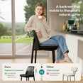 thumbnail image 3 of Genpo Bar Stools Set of 2, Upholstered Counter Height Bar Stools, Counter Stools 26 Inch Barstools with Back, Metal Legs and Textured Leather&Fabric for Kitchen Island Dining Room, Black, 3 of 10