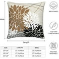 thumbnail image 4 of Brown Black and Grey Dahlia Floral Pillow Covers 20x20 Set of 2 Coffee White Outdoor Modern Geometry Flower Throw Pillows Cover Summer Farmhouse Linen Decorative Pillowcase for Couch Bed Decor, 4 of 6