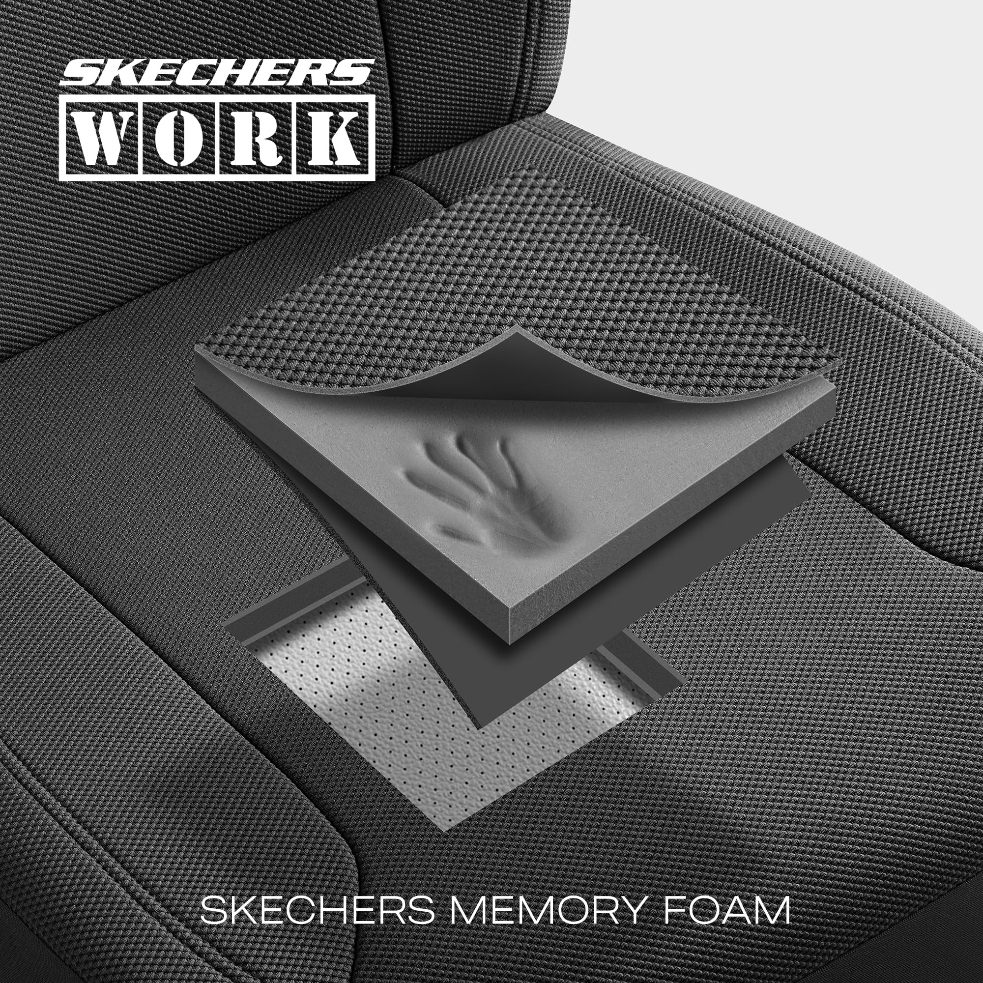 Skechers Car Seat Cover Jacquard  Front Seat Cover Universal Fit For Most Cars, SUVs and Vans( Black Color)