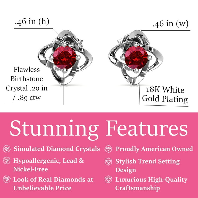 Cate Chloe Infinity 18k White Gold Plated Birthstone Earrings Flower Crystal Earrings for Women Teens Girls Anniversary Birthday Jewelry Gift