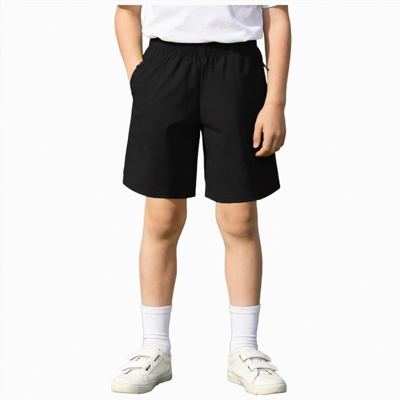 Leey-World Boys Shorts Athletic Quick Dry Basketball Soccer Running Summer Youth Teens Big Kids Gym Clothes with Pockets(Black,8-9 Years)