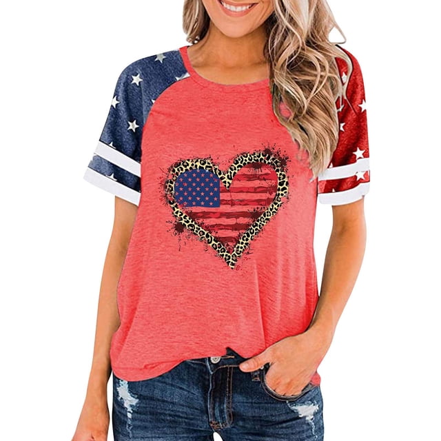 Top Plisado Gradiente de las Mujeres, Cuello de la Tripulación Manga Corta Blusa Suelta para el Hogar Y el Uso Diario, Ligera Túnica de Moda Casual