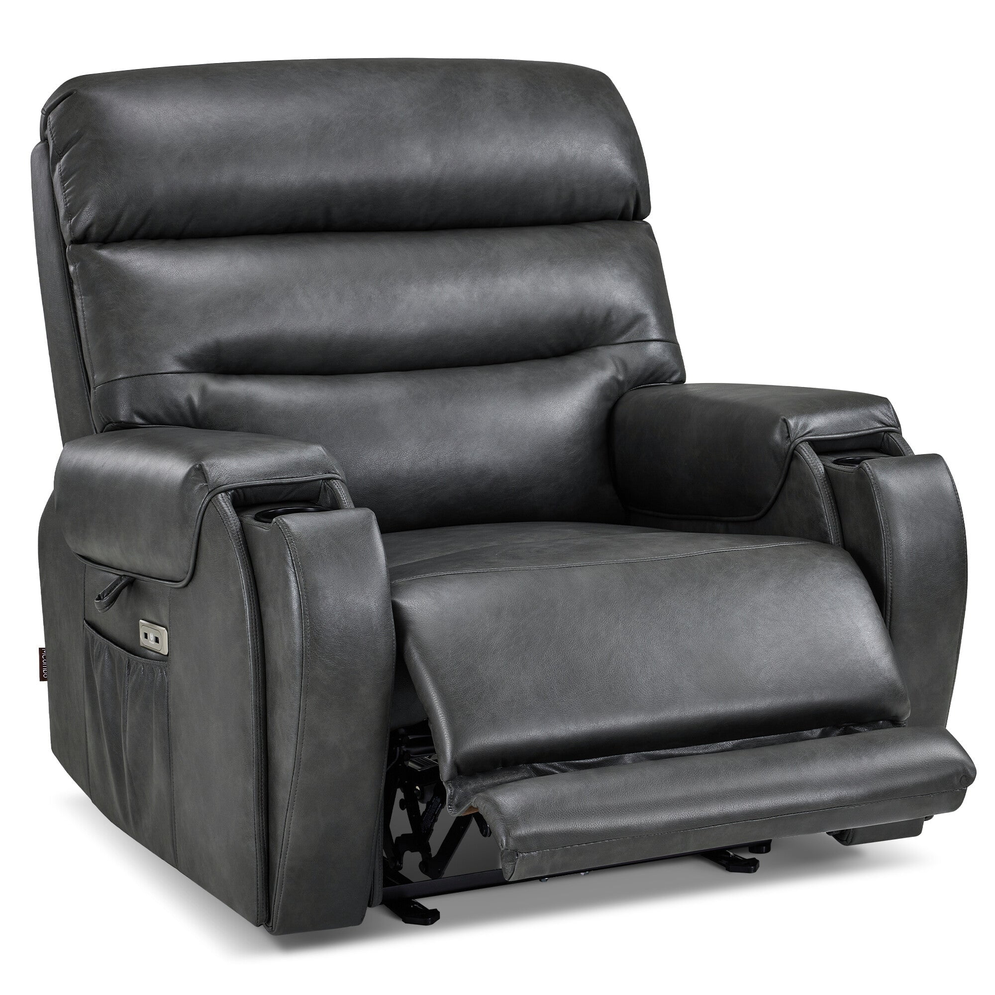 MCombo 27‘’ Extra Wide Oversized Power Recliner Chair for Big Tall Adults, Faux Leather, Dark Grey