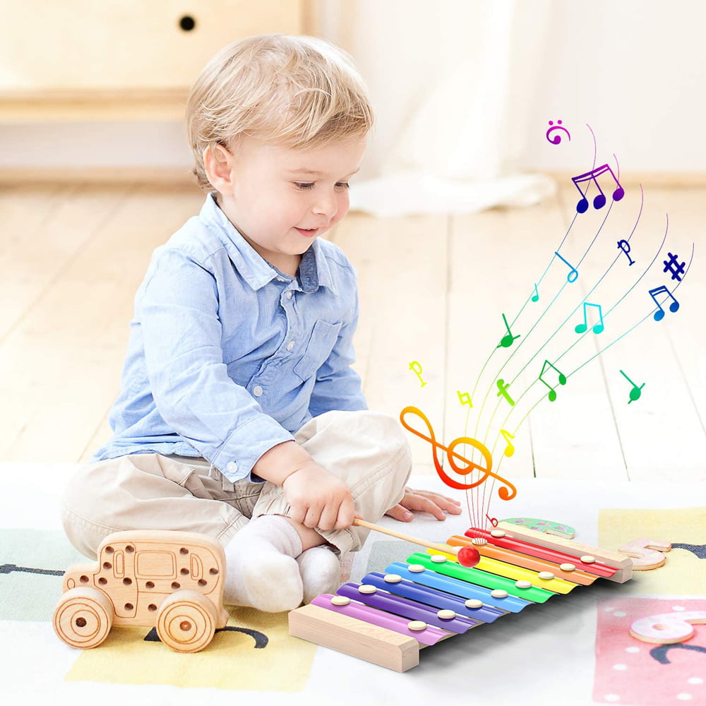 Tvoip Wooden Xylophone Toys Musical Creative Wooden Instruments 8 Notes xilofono children Baby Musical Toys Development 