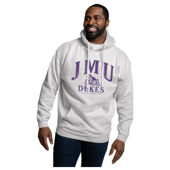 Men's-League Collegiate Wear  Heather Gray James Madison Dukes Essentials 2.0 Fleece Pullover Hoodie