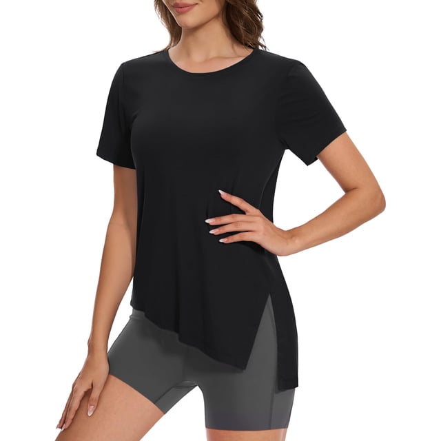 Camiseta deportiva MAGCOMSEN para mujer Dry-Fit negra 2XL