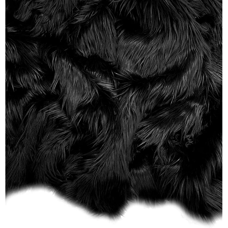 Eovea - Mohair Shaggy Faux Fur Fabric, Black, One Yard