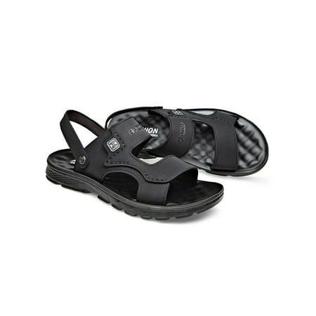 

Woobling Men s Beach Sandal Slip On Flat Sandals Back Strap Summer Shoes Mens Casual Shoe Fashion Open Toe Lightweight Black 1# 6