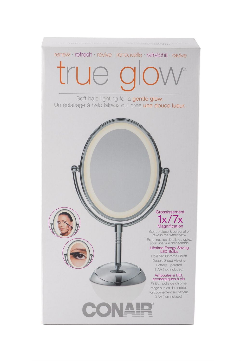 True Glow 1x/7x LED Lighted Makeup, Lighted Mirror