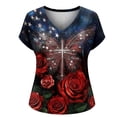 thumbnail image 4 of CONZONE Womens Usa 250Th Anniversary T-Shirts Short Sleeve Independence Day T Shirts for Women Casual V Neck Patriotic Usa Star Graphic Lightweight Tees Soft Cozy Dailywear, 4 of 4