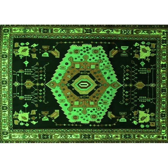 Ahgly Company Indoor Rectangle Persian Green Traditional Area Rugs, 2' x 3'