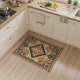 thumbnail image 2 of ODIKA 3'x5' Washable Throw Rug Stain Resistant, Low Profile, Non-Slip Cowboy Southwestern Lattice Vintage Round Runway Themed Hooks Flowing Dynamic for Entryway, Kitchen, Mudroom, 2 of 7