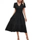 thumbnail image 1 of Vestido Bohemio Informal de Corta con Escote en V y Dobladillo para Mujer, Color Negro, Talla XL, 1 of 9