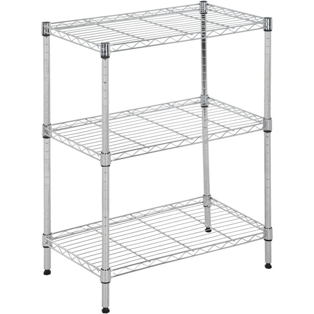 FDW Étagère Robuste à 3 Niveaux en Métal, Capacité Totale de 204 kg (450 Lb), Certifiée NSF, Conception Compacte, Pieds Réglables, Montage Facile, Chromé