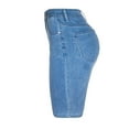 thumbnail image 2 of Women's Denim Shorts Summer Stretch Knee Length Solid Color Casual Short Jeans Mid Waist Comfy Bermuda Shorts, 2 of 8
