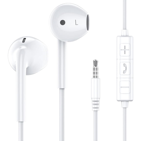 Wired Earbuds with Microphone,Headphones Earbuds Wired 3.5mm,in Ear Headphones with Cord Earbuds,Earphones for Small Ears,Whtie