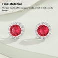 thumbnail image 1 of 1 Pair Copper Women Ear Stud Exquisite Brass Solid Color Rhinestone Exquisite Easy Matching Round Girls Ladies Party Earring Jewelry Rose Red, 1 of 9