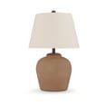 thumbnail image 2 of Benjara BM327808 Tery Table Lamp - Empire Hardback Shade - Textured Rust Brown Metal Base & White, 2 of 5