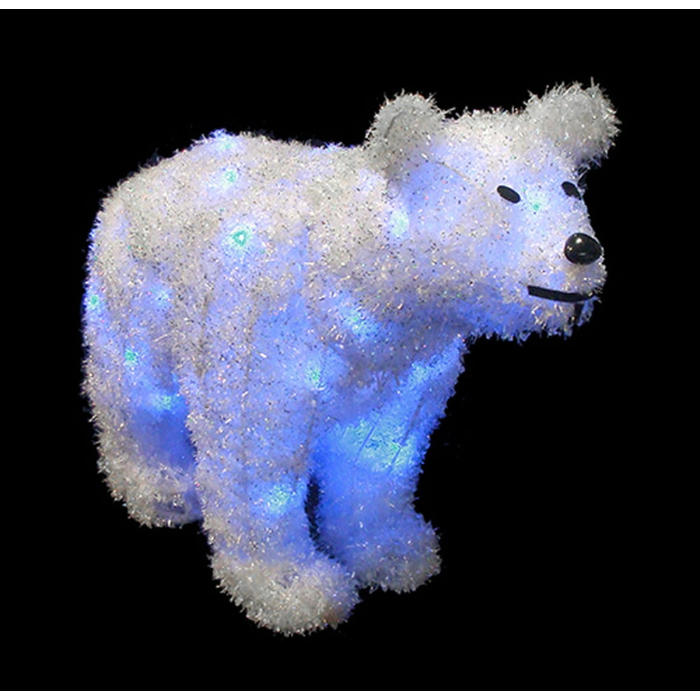 32" LED Lighted Tinsel Polar Bear Christmas Decoration Blue Lights