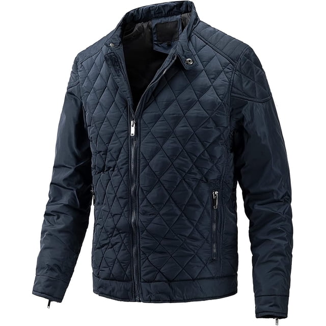 Abrigo acolch para hombres de invierno y otoño con cuello alto cremallera bolsillos